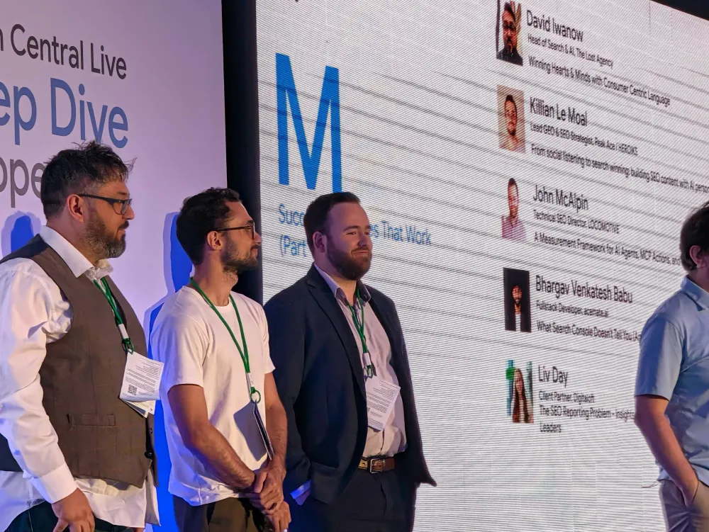 John McAlpin on stage with the community speaker lineup